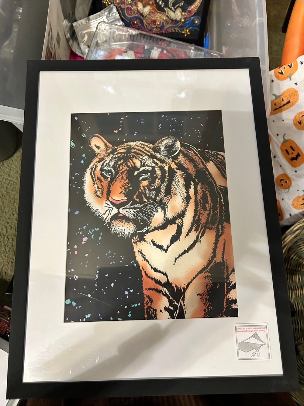 Framed Tiger Art Print in Orange and Black